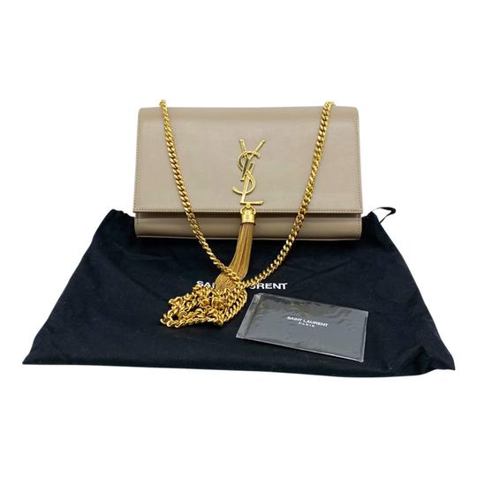 Saint Laurent Monogram Kate Crossbody Monogramme Tassel Chain Medium Dusty Grey Beige Leather Shoulder Bag