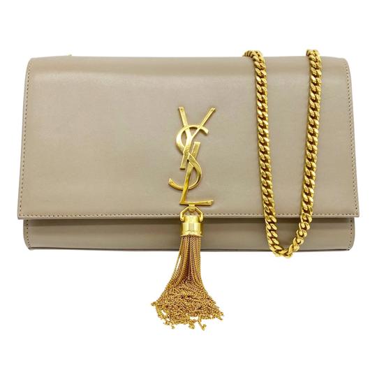 Saint Laurent Monogram Kate Crossbody Monogramme Tassel Chain Medium Dusty Grey Beige Leather Shoulder Bag