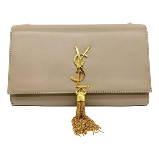 Saint Laurent Monogram Kate Crossbody Monogramme Tassel Chain Medium Dusty Grey Beige Leather Shoulder Bag