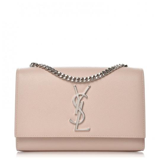 Saint Laurent Monogram Kate Grain De Poudre Small Pink Leather Shoulder Bag
