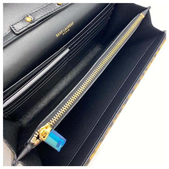 Saint Laurent Monogram Kate Leopard Print Wallet On A Chain Brown Leather Cross Body Bag