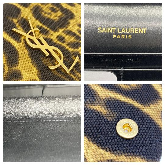 Saint Laurent Monogram Kate Leopard Print Wallet On A Chain Brown Leather Cross Body Bag