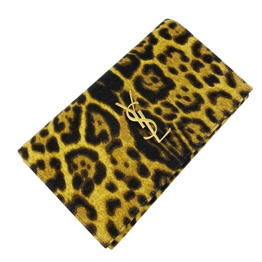 Saint Laurent Monogram Kate Leopard Print Wallet On A Chain Brown Leather Cross Body Bag