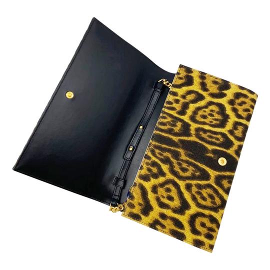 Saint Laurent Monogram Kate Leopard Print Wallet On A Chain Brown Leather Cross Body Bag