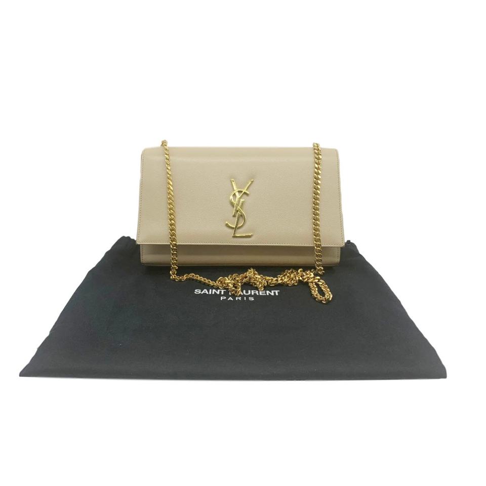 Saint Laurent Monogram Kate Medium Beige Leather Shoulder Bag
