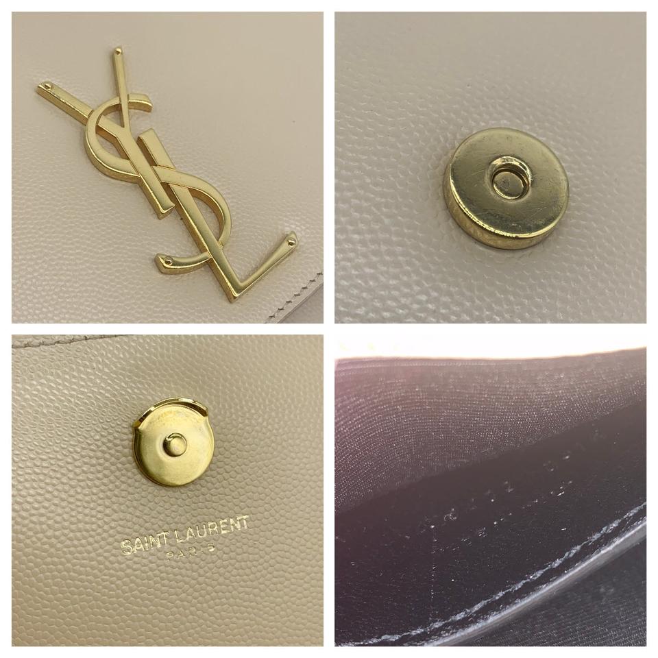 Saint Laurent Monogram Kate Medium Beige Leather Shoulder Bag