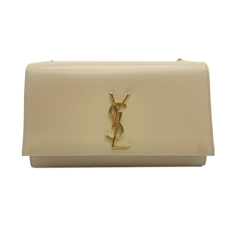 Saint Laurent Monogram Kate Medium Beige Leather Shoulder Bag