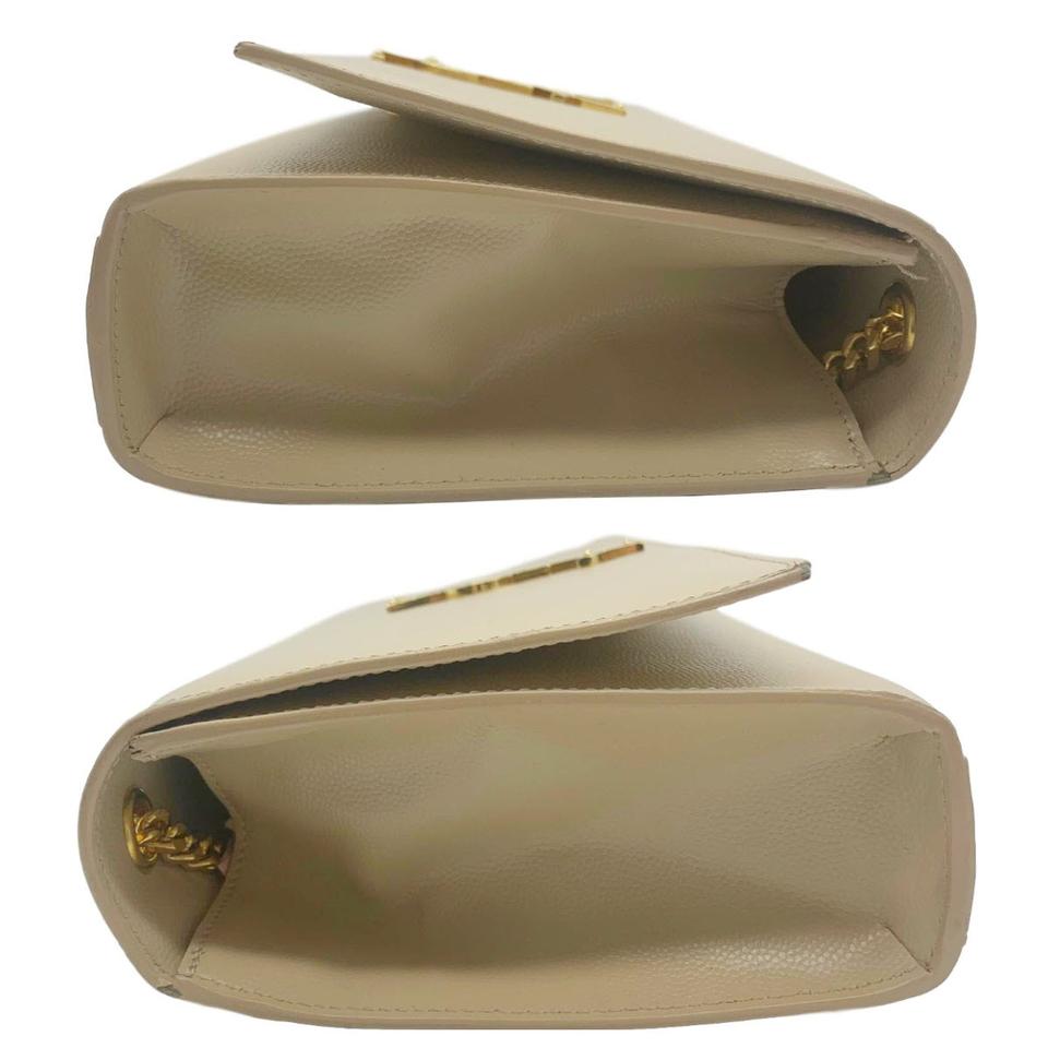 Saint Laurent Monogram Kate Medium Beige Leather Shoulder Bag