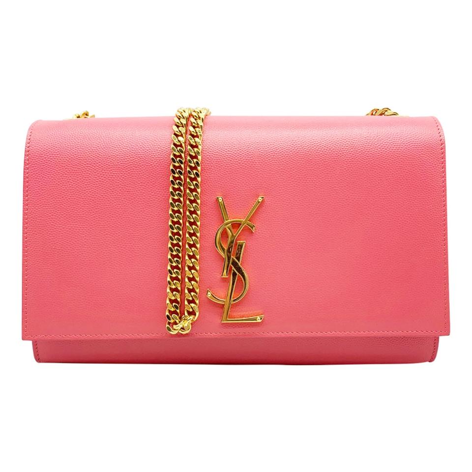 Saint Laurent Monogram Kate Medium Pink Leather Shoulder Bag