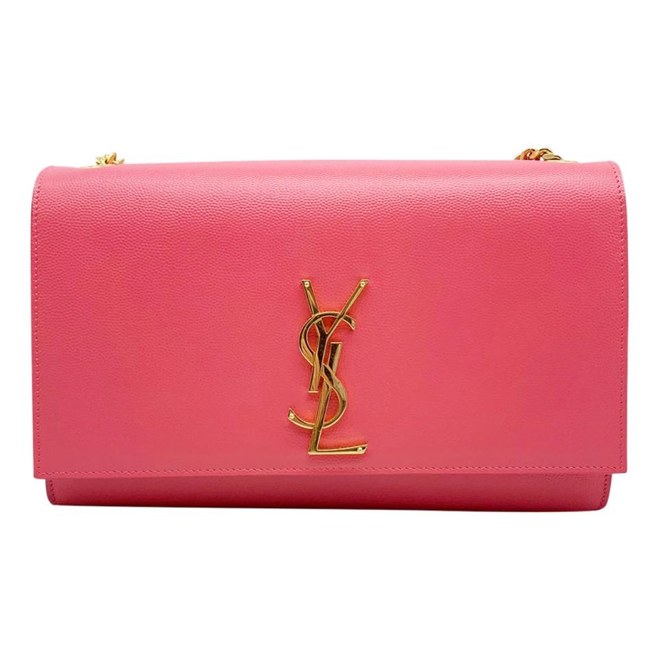 Saint Laurent Monogram Kate Medium Pink Leather Shoulder Bag