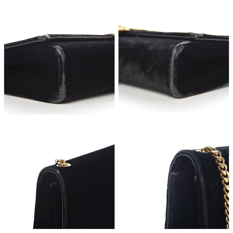 Saint Laurent Monogram Kate Medium Tassel Monogram Chain Black Velvet Cross Body Bag