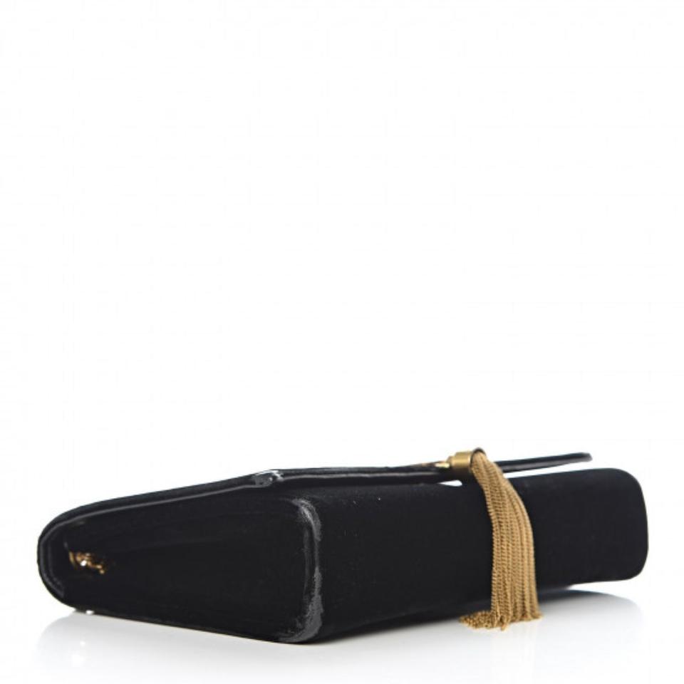 Saint Laurent Monogram Kate Medium Tassel Monogram Chain Black Velvet Cross Body Bag