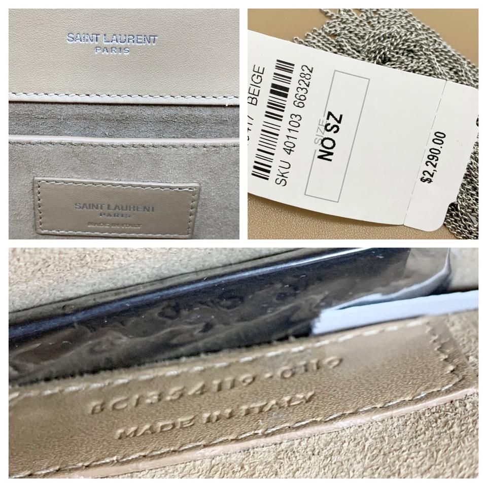 Saint Laurent Monogram Kate Medium Tassel Taupe Fonce Beige Leather Cross Body Bag