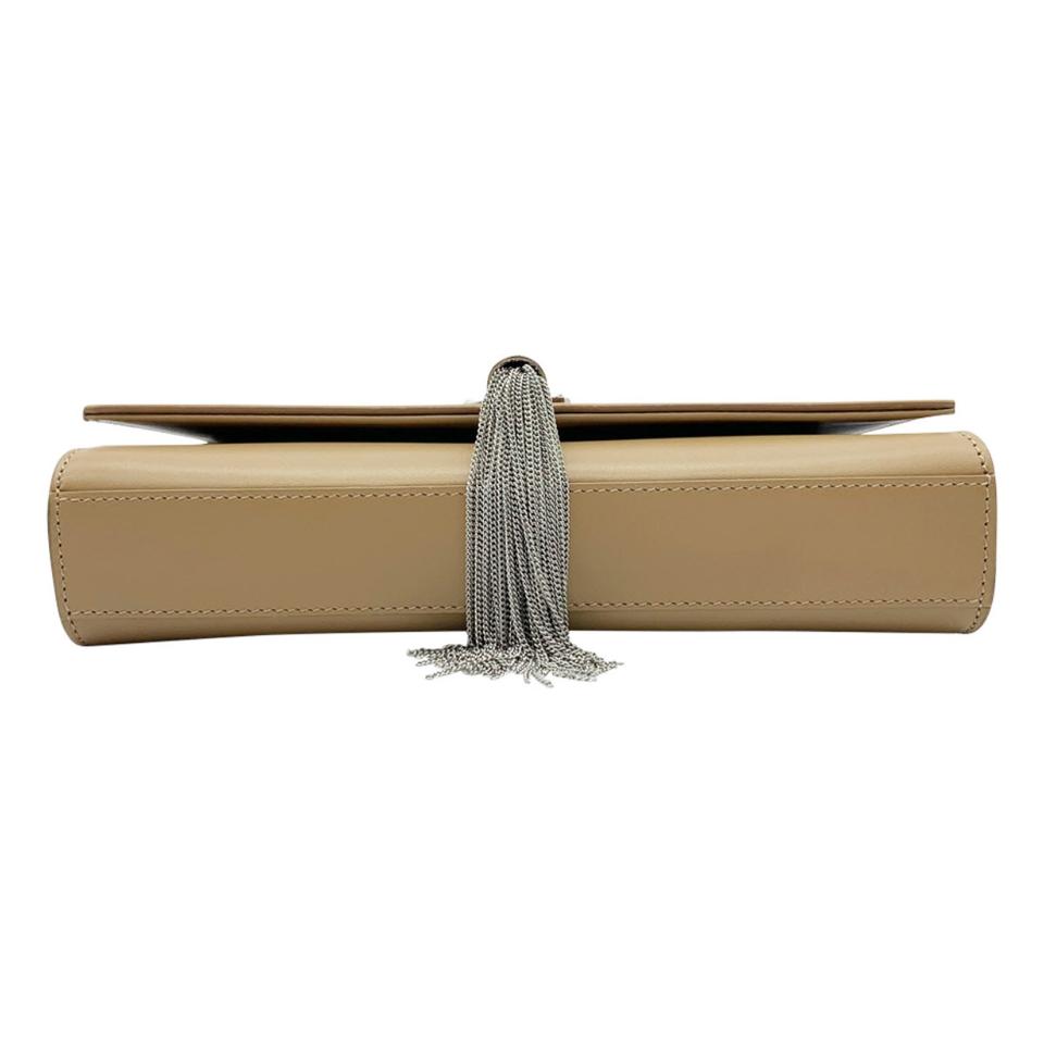 Saint Laurent Monogram Kate Medium Tassel Taupe Fonce Beige Leather Cross Body Bag