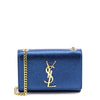 Saint Laurent Monogram Kate Metallic Textured Calfskin Small Classic Blue Leather Shoulder Bag