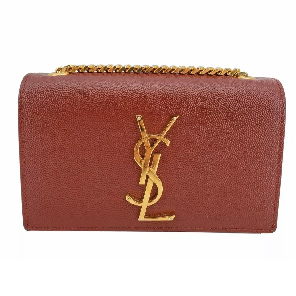 Saint Laurent Monogram Kate Small Burgundy Red Leather Cross Body Bag