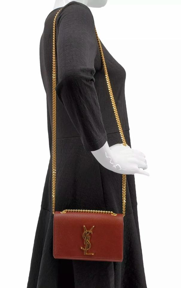 Saint Laurent Monogram Kate Small Burgundy Red Leather Cross Body Bag