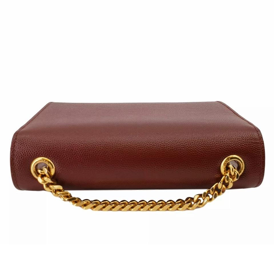 Saint Laurent Monogram Kate Small Burgundy Red Leather Cross Body Bag