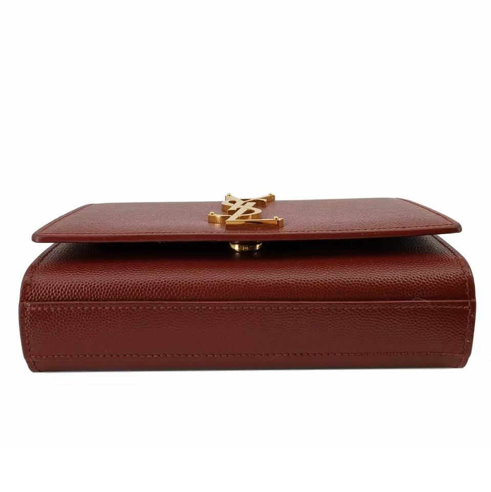 Saint Laurent Monogram Kate Small Burgundy Red Leather Cross Body Bag