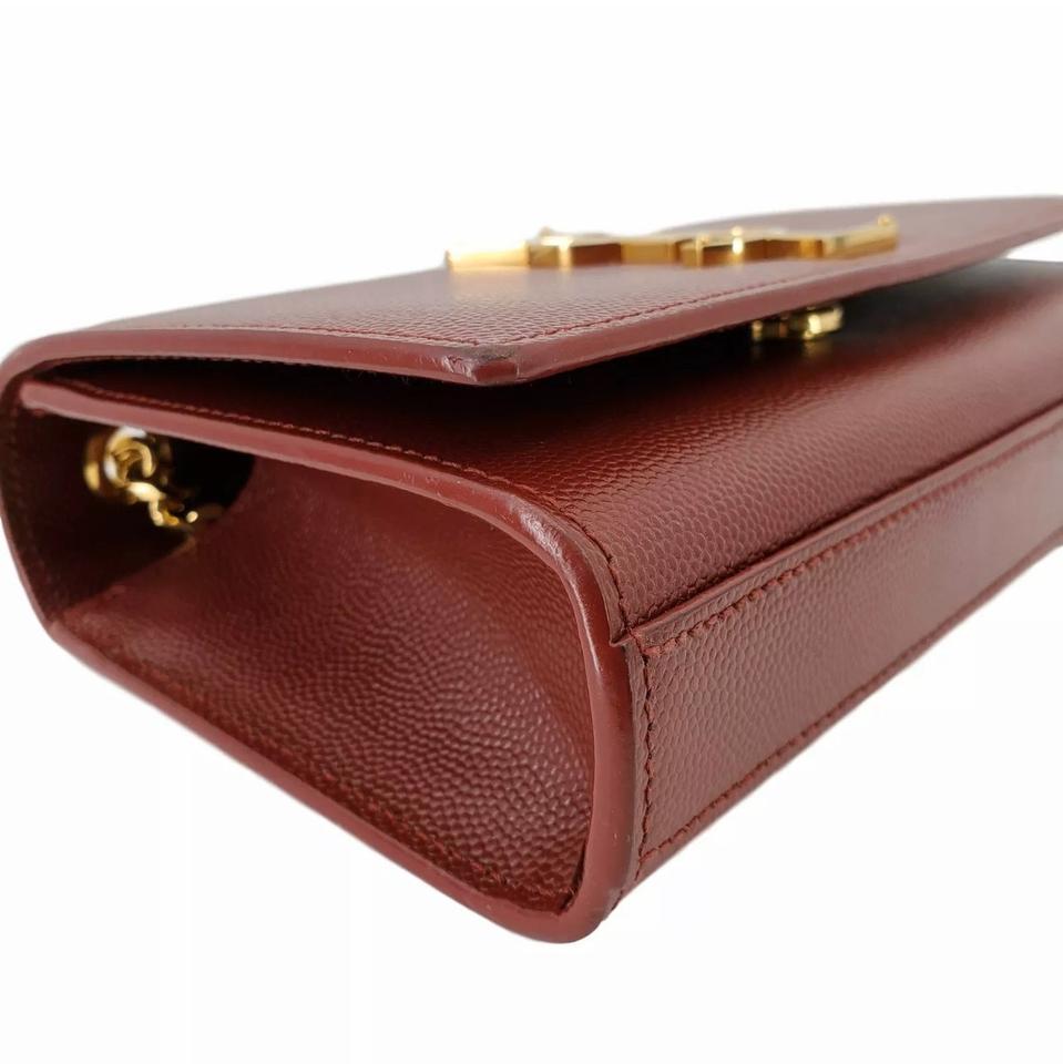 Saint Laurent Monogram Kate Small Burgundy Red Leather Cross Body Bag