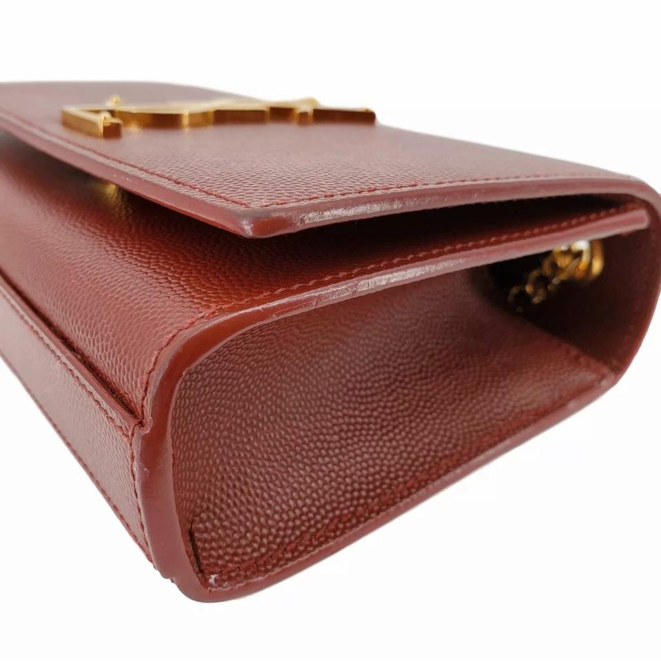 Saint Laurent Monogram Kate Small Burgundy Red Leather Cross Body Bag