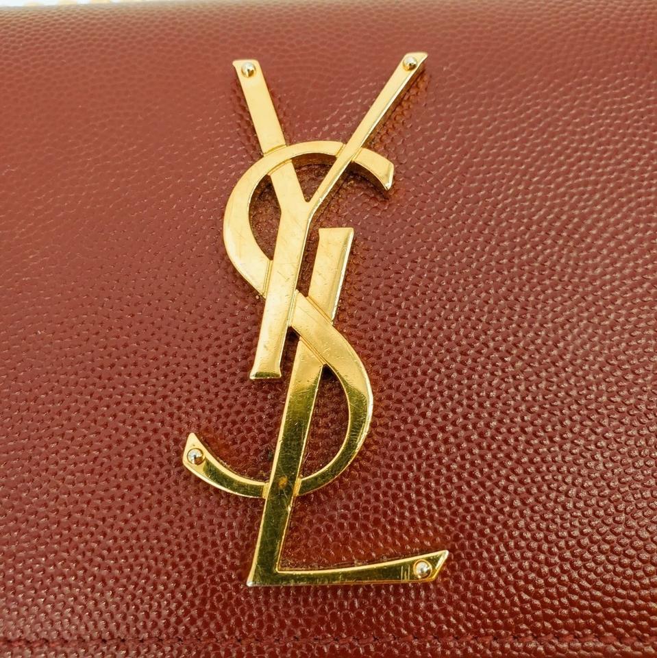 Saint Laurent Monogram Kate Small Burgundy Red Leather Cross Body Bag