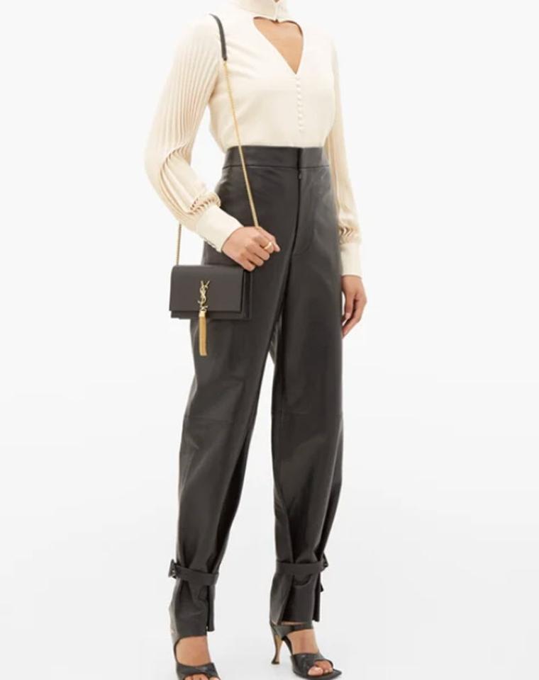 Saint Laurent Monogram Kate Tassel Monogram Black Leather Shoulder Bag