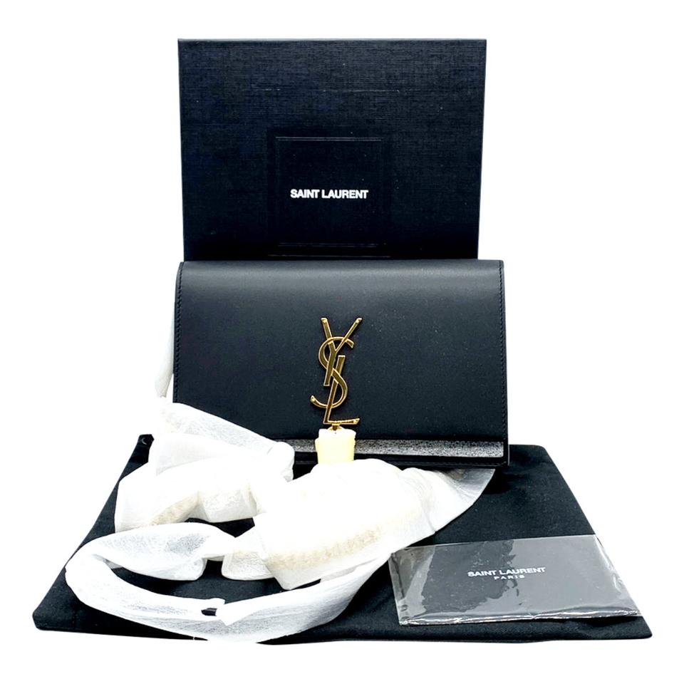Saint Laurent Monogram Kate Tassel Monogram Black Leather Shoulder Bag