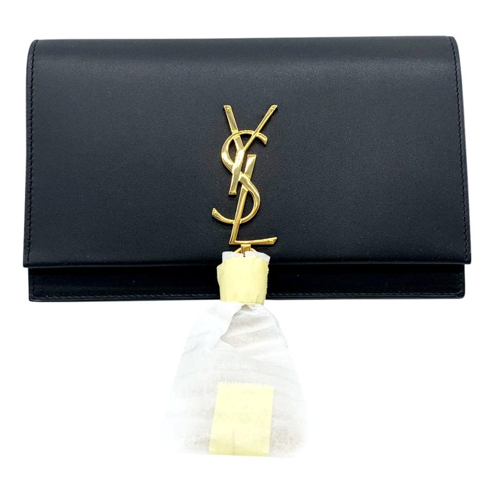 Saint Laurent Monogram Kate Tassel Monogram Black Leather Shoulder Bag