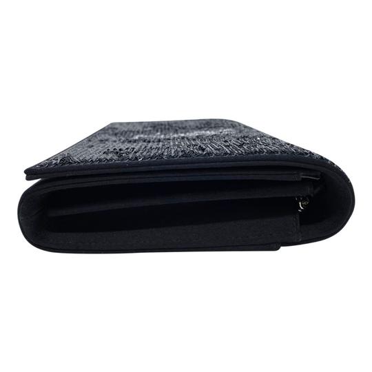 Saint Laurent Monogram Kate Chain Wallet Sequin Flip Monogram Black Satin Cross Body Bag