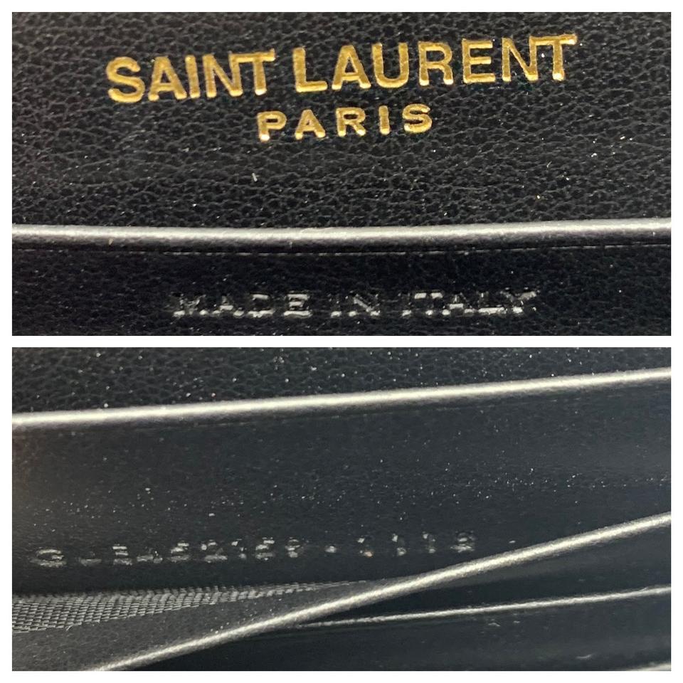 Saint Laurent Monogram Kate Wallet on Chain Crocodile Embossed Tassel Black Patent Leather Cross Body Bag
