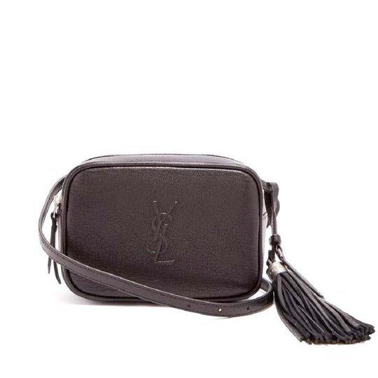 Saint Laurent Camera Belt Lou Ysl Embossed Monogram Grey Leather Cross Body Bag