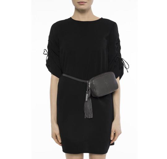 Saint Laurent Camera Belt Lou Ysl Embossed Monogram Grey Leather Cross Body Bag