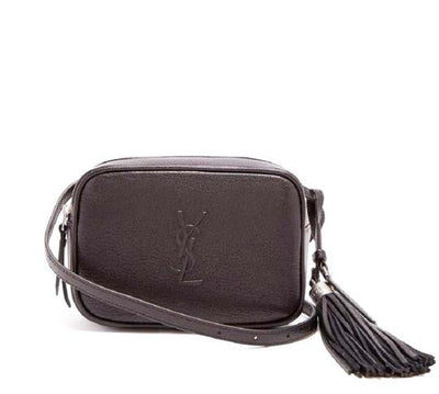 Saint Laurent Camera Belt Lou Ysl Embossed Monogram Grey Leather Cross Body Bag