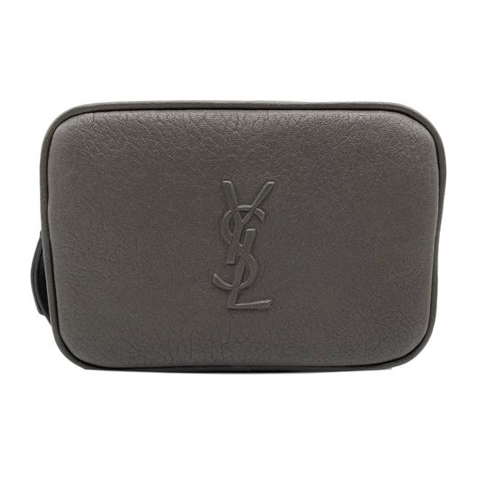 Saint Laurent Camera Belt Lou Ysl Embossed Monogram Grey Leather Cross Body Bag