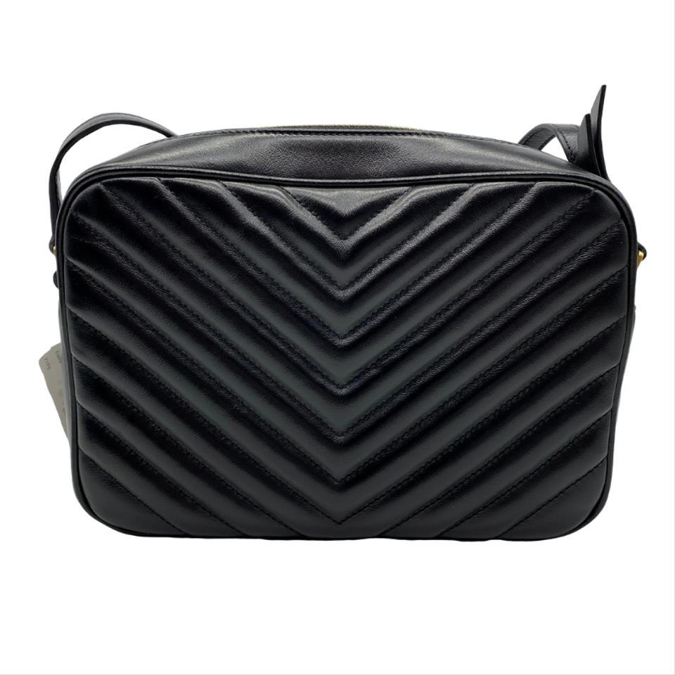 Saint Laurent Monogram Lou Camera Calfskin Matelasse Black Leather Shoulder Bag