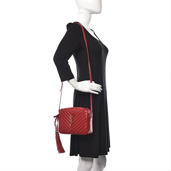 YVES SAINT LAURENT Lou Camera Monogram Leather Shoulder Bag Red - 15%
