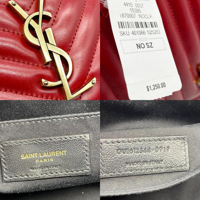 Saint Laurent Monogram Lou Camera Calfskin Matelasse Red Leather Shoulder Bag
