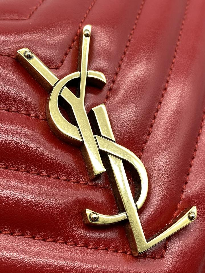 Saint Laurent Monogram Lou Camera Calfskin Matelasse Red Leather Shoulder Bag