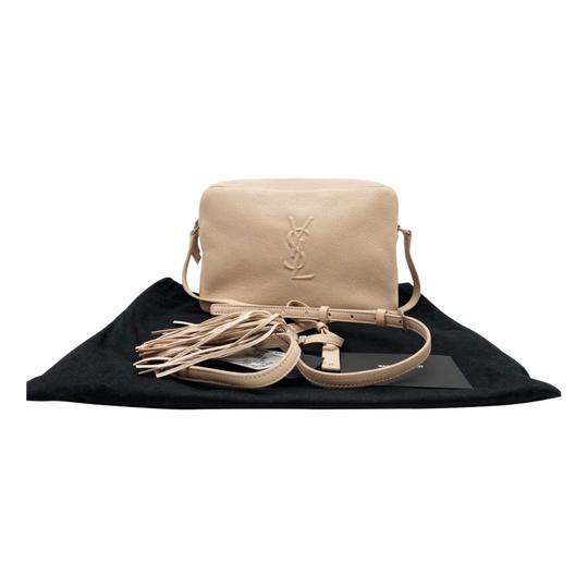 Saint Laurent Monogram Lou Camera Tassels Marble Pink Leather Cross Body Bag