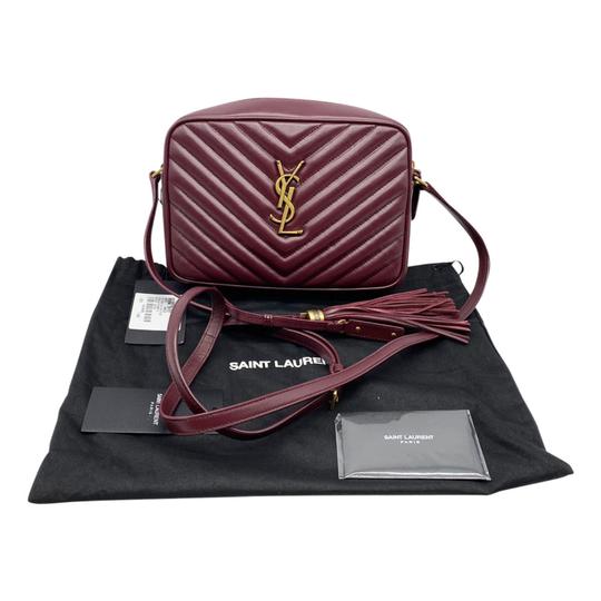 Saint Laurent Monogram Lou Women's Burgundy Camera Red Leather Cross Body Bag