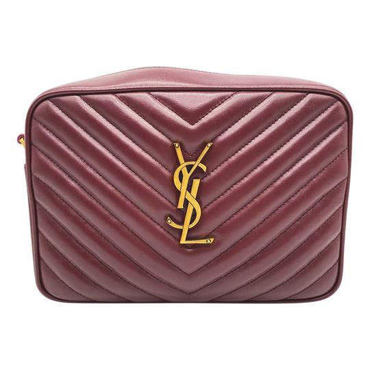 Saint Laurent Monogram Lou Women's Burgundy Camera Red Leather Cross Body Bag