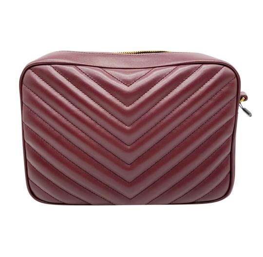 Saint Laurent Monogram Lou Women's Burgundy Camera Red Leather Cross Body Bag