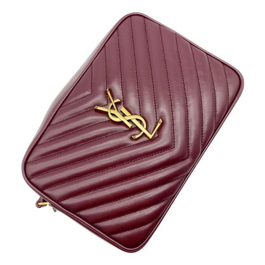 Saint Laurent Monogram Lou Women's Burgundy Camera Red Leather Cross Body Bag