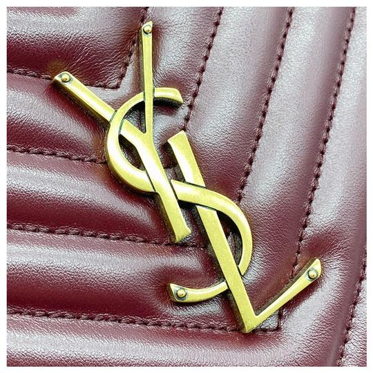 Saint Laurent Monogram Lou Women's Burgundy Camera Red Leather Cross Body Bag