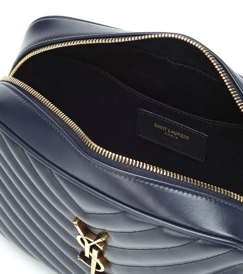 Saint Laurent Monogram Lou Women's Camera Blue Leather Cross Body Bag