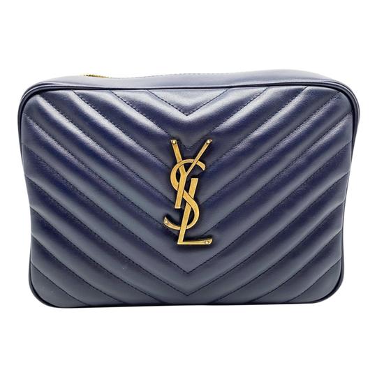 Saint Laurent Monogram Lou Women's Camera Blue Leather Cross Body Bag