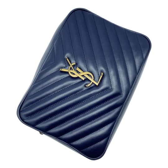 Saint Laurent Monogram Lou Women's Camera Blue Leather Cross Body Bag