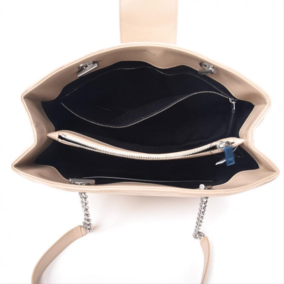 Saint Laurent Monogram Loulou Calfskin Matelasse Large Monogram Shopper Nude Powder Beige Leather Tote