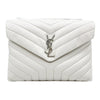 Saint Laurent Monogram Loulou Calfskin Matelasse Medium Monogram Chain Satchel White Leather Shoulder Bag